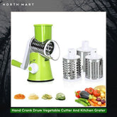 Multifunctional Hand Crank Drum Vegetable Cutter And Kitchen Grater With Interchangeable Blades