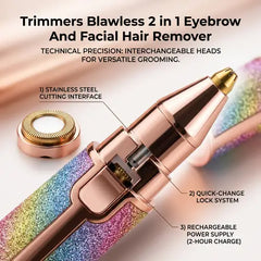 2-in-1 Eyebrow & Facial Hair Remover – Gentle, Precise & Rechargeable for Smooth, Clean Skin