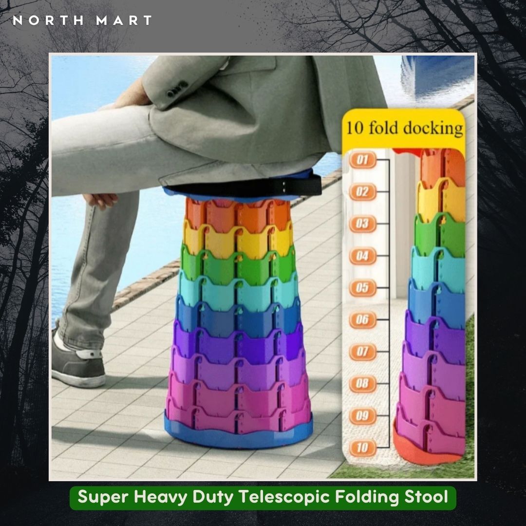 Super Heavy Duty Telescopic Folding Stool | Adjustable Portable Retractable Camping Chair