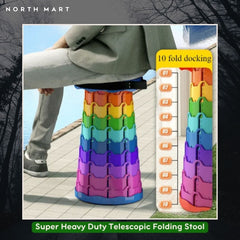 Super Heavy Duty Telescopic Folding Stool | Adjustable Portable Retractable Camping Chair