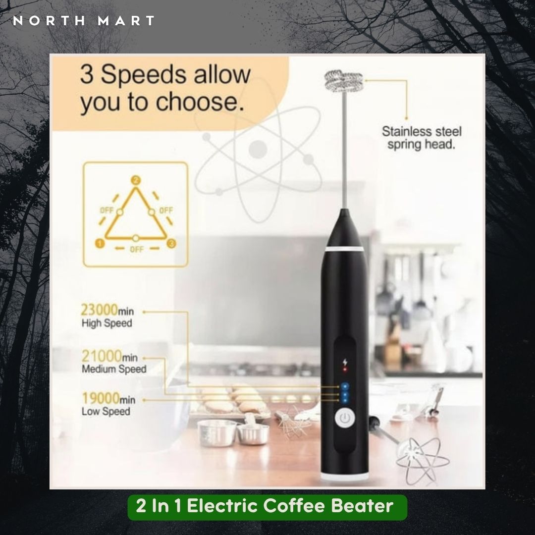 2 In 1 Electric Coffee Beater - Milk Frother And Egg Whisk - USB Electric Rechargeable Kitchen Tool For Versatile Mixing And Frothing