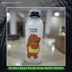 We Bare Bears Panda Water Bottle 1000ml - Cute Cartoon Design Durable Hydration Bottle For School, Gym, Travel, And Outdoor Activities (Random Color)