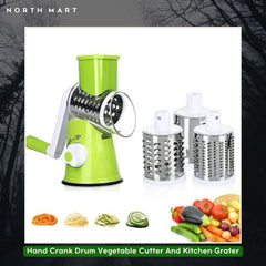 Multifunctional Hand Crank Drum Vegetable Cutter And Kitchen Grater With Interchangeable Blades